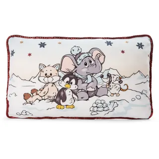 NICI Kuschelkissen Elefant, Pinguin, Schneefuchs – Flauschiges Kuscheltierkissen für Mädchen, Jungen & Babys – Rechteckiges Stofftierkissen der Winter Kollektion, 43 x 25 cm, Bunt, 48579