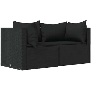 vidaXL Garten-Ecksofas mit Kissen 2 Stk. Schwarz Poly Rattan - Schwarz