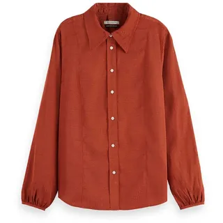 Scotch & Soda Viscose Jacquard Langarmhemd - Rust - 36