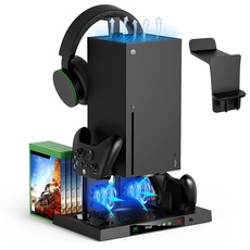FYOUNG Lüfterständer für Xbox Serie X mit Headset-Halterung Zubehörset, Serie X Lüfter-Kühlsystem mit Controller-Ladegerät und Headset-Halter