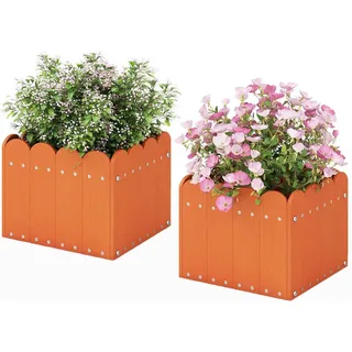 Costway Blumenkubel 2er-Set Orange , Kunststoff , 25 cm , Dekoration, Blumen & Blumentöpfe, Übertöpfe
