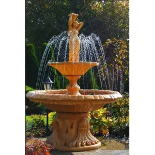 Springbrunnen Garten Teich Brunnen 215cm Steinbrunnen Gartenbrunnen Fontaine Neu - Weiß