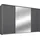 Schwebetürenschrank RAUCH "Kleiderschrank Schrank Garderobe CORTONA mit Passepartout", grau (graumetallic), B:323cm H:214cm T:64cm, Holzwerkstoff, Schränke, Schwebetürenschrank, und optionaler Beleuchtung inkl. Inneneinteilung 2 Boxen und Böden