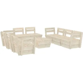 vidaXL 9-tlg. Garten-Paletten-Lounge-Set Imprägniertes Fichtenholz - Beige