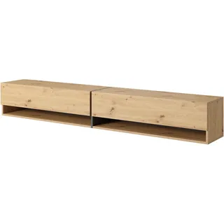 Selsey TV Schrank Board Sideboard Fernsehtisch Fernsehschrank 200 cm Hängend Mit Graphitem Akzent Eiche Artisan Mirrgo