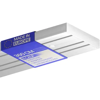 Bestlivings Gardinenschiene 360cm 3-läufig, Weiß, Komplettset montagefertig | Vorhangschiene mit ruhigem Innenlauf, Stecksystem, vorgebohrte Deckenmontage, formstabiler Kunststoff, kürzbar - Made in EU