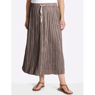 Plisseerock SHEEGO, Damen, Gr. 46, dunkeltaupe, 100% Polyester, unifarben, lang, Röcke Plisseerock