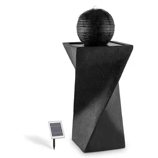 blumfeldt Schönbrunn - Springbrunnen , Gartenbrunnen , Wasserspiel , Kugelbrunnen , Solar , 8 St. Akku-Betrieb , 200 L/h Pumpleistung , 300 cm2 Photovoltaikfläche , LED-Licherkranz , Basalt , schwarz - Schwarz