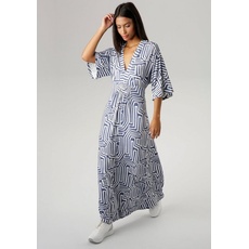 Bild Sommerkleid mit grafischem Druck in Jeansfarbe - NEUE KOLLEKTION blau|weiß 40