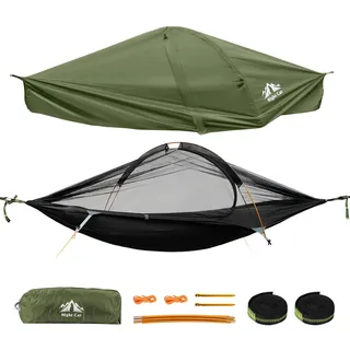 Night Cat Hängematte Outdoor mit Moskitonetz: Camping Hängemattenzelt mit Tarp XXL Wetterfest für 1 Person Trekking Draußen Forest