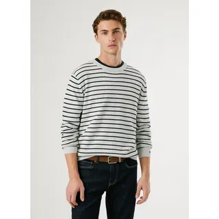 Pepe Jeans Rundhalspullover »ANDRE STRIPES« mit Kaschmir-Anteil, gestreift, grau