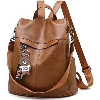 ShePretty Damen Rucksack Anti Diebstahl Umhängetasche Multifunktions Schultaschen,0298Pu,Gelb