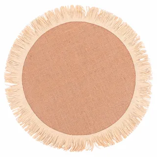 Platzdeckchen rund 38 cm aus Jute, Fransen aus Papier