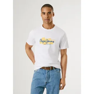 Pepe Jeans Herren Milton Tee T-Shirt, weiß (Weiß), XXL,