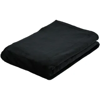 Gözze - Wohn- und Kuscheldecke, Memphis, Hohes Stoffgewicht 300 g/m2, 220 x 240 cm - Schwarz