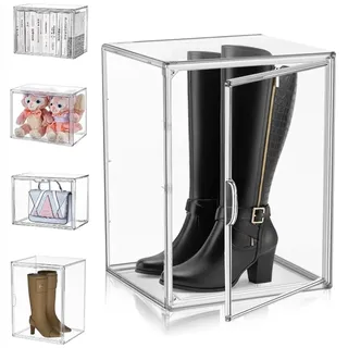 Schuhboxen Stapelbar Transparent 40x25x30 cm Acrylbox | Magnetisch Tür Handtaschen Aufbewahrung Multifunktional Display Case für Handbag Kosmetik Schuhe Bücher