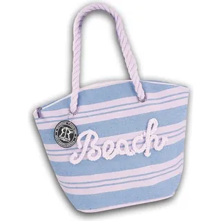 Robin Ruth Beach gestreift hellblau beige Baumwolle Polyester Strandtasche D2OTG2200H - Hellblau