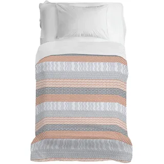 PENSIERI DELICATI Tagesdecke 220 x 280 cm, Einzeltuch 100% Baumwolle Pique, Ideal Zum Thema Wohnen, Decke Salva Bett Einzelnes Maxi, Fantasie Azteke Orange, 100% Made in Italy