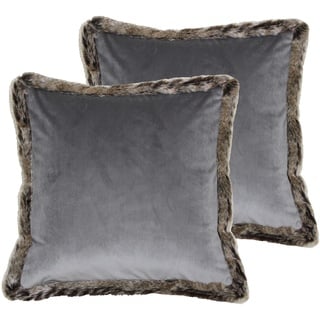 Paoletti Kiruna Twin Pack-Feder gefüllte Kissen, Samt, Grau, 45 x 45cm, 2