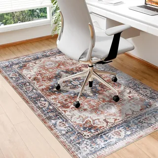 Homcomodar Bodenschutzmatte 90x120cm Bürostuhl Unterlage Schreibtischstuhl Unterlage Gaming Stuhlmatten Kratzfest Bodenmatte für Hartholzboden(Rot)