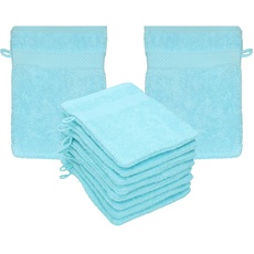 Betz 10 Stück Waschhandschuhe PALERMO 100% Baumwolle Waschlappen Set Größe 16x21 cm Farbe türkis