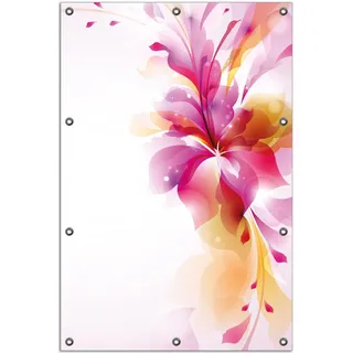 Wallario Outdoor-Poster für Garten oder Balkon, Motiv Zentrum der pinken Blume, in ca. 80 x 120 cm - Weiß