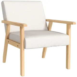 Homcom Relaxsessel Leinen 64 x 72 x 70 cm Cremeweiß mit Kissen