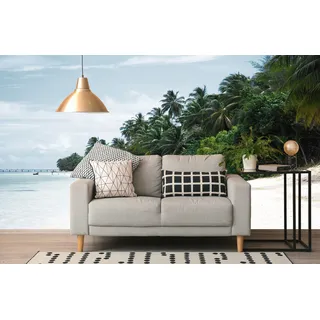 Queence Fototapete »Sandstrand« grün, B:450m H:250m, Vinyl, Tapeten, Fototapete, Wandpaneele, selbstklebend, Tapete, Sticker, Wanddeko, XXL-Fotomotiv,