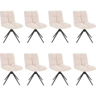HOME DELUXE - Esszimmerstuhl NODA - 8er Set, Farbe: Samt Creme - 360 Grad drehbar, weiche Polsterung, bis 120 kg belastbar I Küchenstuhl Speisestühle Esszimmerstühle - Beige