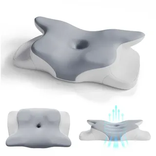 Juskys Nackenkissen orthopädisch 60 x 40 cm Weiß/Grau