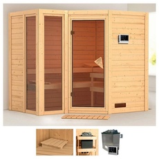 Bild von Sauna »Amada«, (Set), 9-kW-Ofen mit externer Steuerung beige