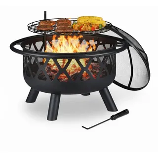 Relaxdays Feuerschale Ø 75 cm Schwarz