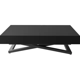 Couchtisch Höhenverstellbar und Ausziehbar Cavetta U - Wohnzimmertisch Esstisch Multifunktionstisch mit Schwarzem Metallgestell 120-200/80/27-76 cm Schwarz - Schwarz