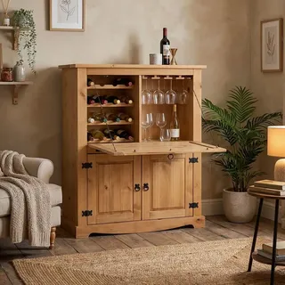 Idimex Mexico Möbel Weinschrank Tequila , Braun , Holz , Kiefer , Vintage , 98x121x40 cm , FSC Mix , Weinregale