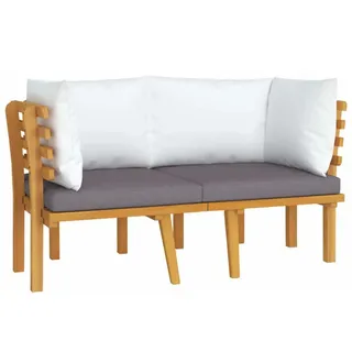 vidaXL 2-Sitzer-Gartensofa mit Kissen Massivholz Akazie - Grau