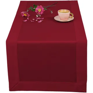 invitta Tischläufer Classic Elegance Bordeaux 40x80 cm, Uni Glatt Elegant mit 5 cm Kuvertsaum Fleckabweisend mit Lotuseffekt 100% Polyester, O5 H200 2043