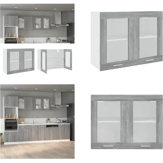 vidaXL Hängeschrank Glas Grau Sonoma 80x31x60 cm Holzwerkstoff - Hängeschrank - Hängeschränke - Küchenschrank - Küchenschrank Mit Glastüren - Grau