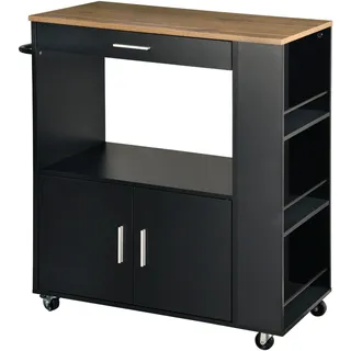 KESPER | Küchenwagen, Material: FSC-zertifizierte Faserplatte, Maße: B: 75 x H: 88 x T:40cm, Farbe: naur/schwarz | 25892 13