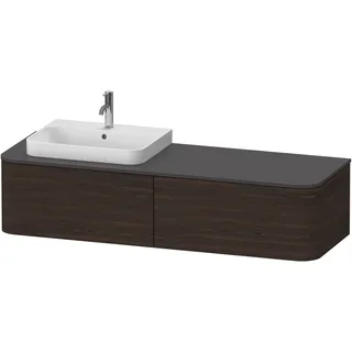 Duravit Happy D.2 Plus Konsolenwaschtischunterbau wandhängend, 1600x550 mm, 2 Auszüge, für Aufsatzbecken Position links, HP4944L6969, Farbe: Nussbaum gebürstet Echtholzfurnier