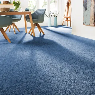 Teppichboden ANDIAMO "Verona, Velours, Made in Belgium", blau (dunkelblau), B:400cm H:6mm L:400cm, Kunstfaser, Teppiche, Teppichboden, Uni Farben, Breite 400 cm oder 500 cm, strapazierfähig, pflegeleicht