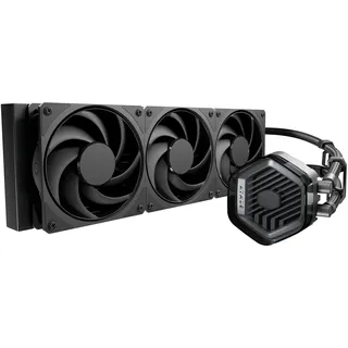 Cooler Master MasterLiquid 360 Atmos Stealth CPU-Wasserkühler – AIO-Wasserkühlsystem (TDP 300 W), Doppelkammerpumpe, vorinstallierte Schwarze Mobius 120-Lüfter, LGA1851/1700- und AM5/AM4-Halterungen
