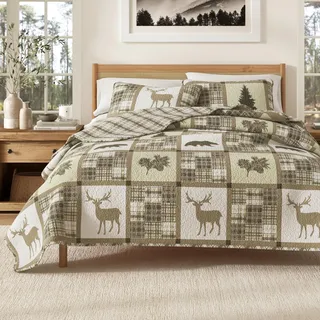 Great Bay Home Lodge Tagesdecke, Doppelbettgröße, Kinder-Bettwäsche-Set mit 1 Kissenbezug, 2-teilig, wendbar, ganzjährig, rustikales Steppdecken-Set, Stonehurst-Kollektion.