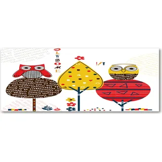 Tulup® Küchenrückwand Spritzschutz aus Glas -125x50 -Spritzschutz auf gehärtetes Glas Deko Kinderzimmer Eulen auf dem Baum