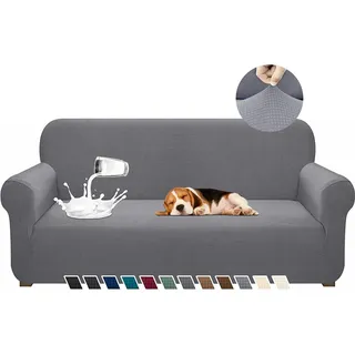 Hengrongshen Couch Überzug L Form, Universal Sofahusse 1/2/3/4 Sitzer mit Wasserdicht & Anti-Falten, Sofa Überzug für Sofa Cover L Shape, U Shape, Universal Sofaüberzug (1 Sitzer, 90-130cm, Hellgrau)