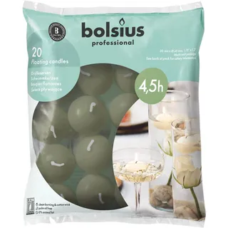 Bolsius Schwimmkerzen - Grün - 20 Stück - Durchmesser 45 mm - Länge Brenndauer 4,5 stunden- Praffinwachs - Ohne Palmöl - Dekorative Haushaltkerzen