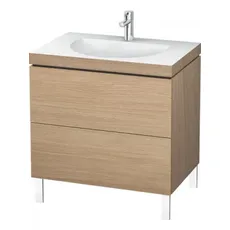 Duravit L-Cube Möbelwaschtisch c-bonded mit Unterbau wandhängend, 100x48 cm, 1 Auszug, ohne Überlauf, ohne Hahnloch, Farbe: Europäische Eiche Dekor