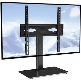 Vevor TV Ständer mit Rollen 615–670 cm Schwarz Glas