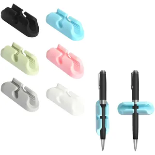 Kaiyzo 6 Stück Stifthalter selbstklebend aus Silikon, Doppelloch Design für Bleistifte Marker und Stifte, Universell für Wand Schreibtisch Whiteboard, Büroorganisation Aufbewahrung (6 Farben)