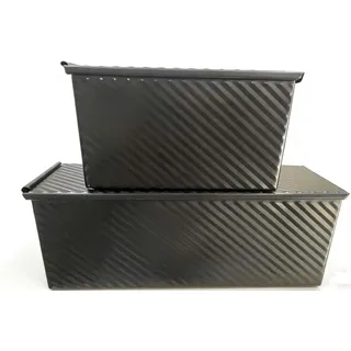 VINATO 2 Stück Brotbackform mit Deckel, 21 x 12 x 11,7cm + 19 x 9,5 x 8cm, Toastbrot Backform mit Deckel, Backform BrotBrotformen zum Backen von Brot, Gebäck und Kuchen