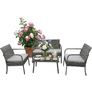 Relaxdays Gartenmöbel Set 4-tlg. Grau